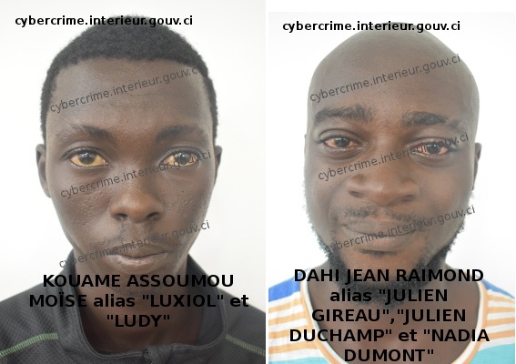 Cybercriminalité : Kouame Moise et Dahi Jean Raimond mis aux arrêts