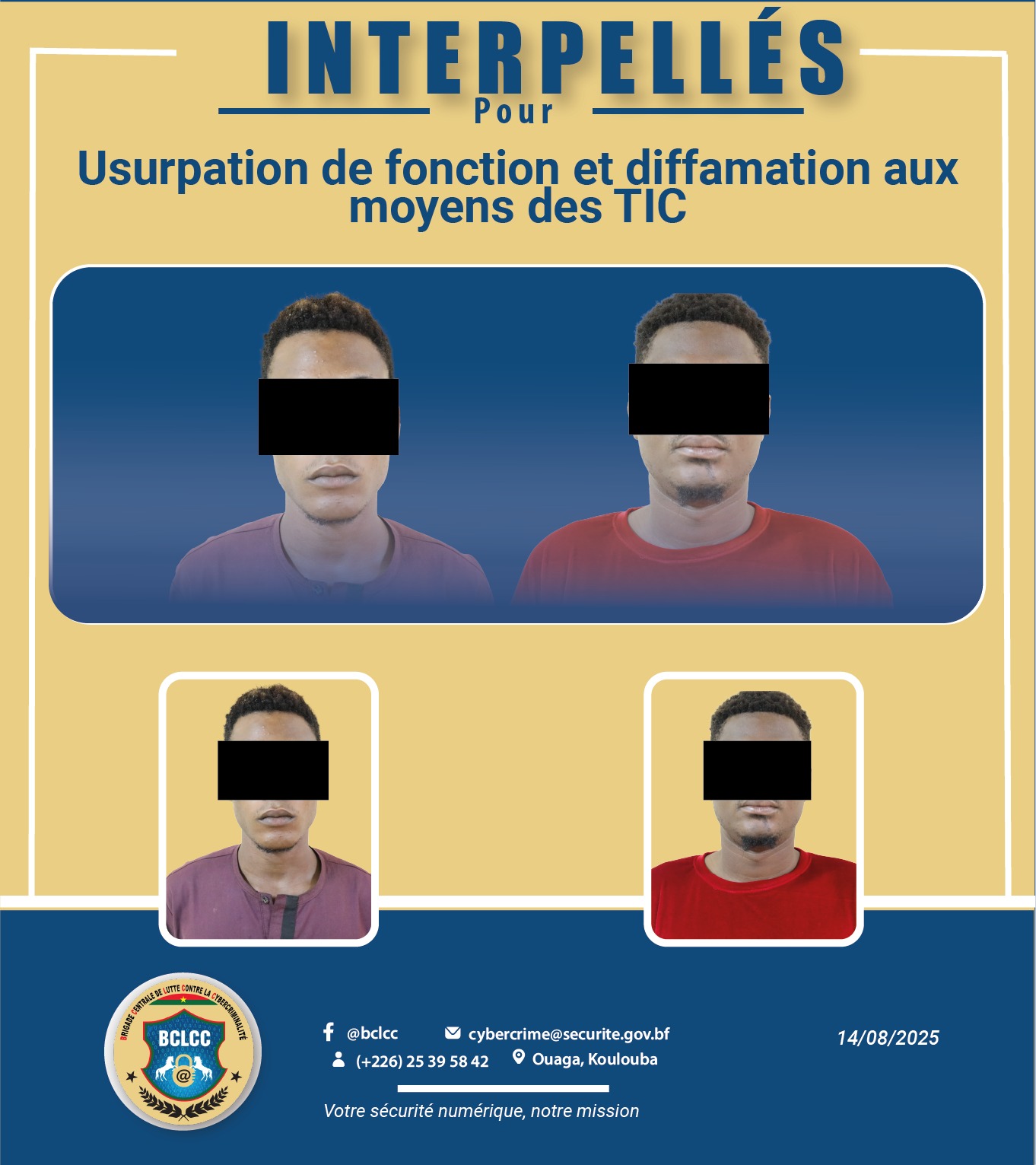 Lutte contre la cybercriminalité : deux individus interpellés pour usurpation et diffamation