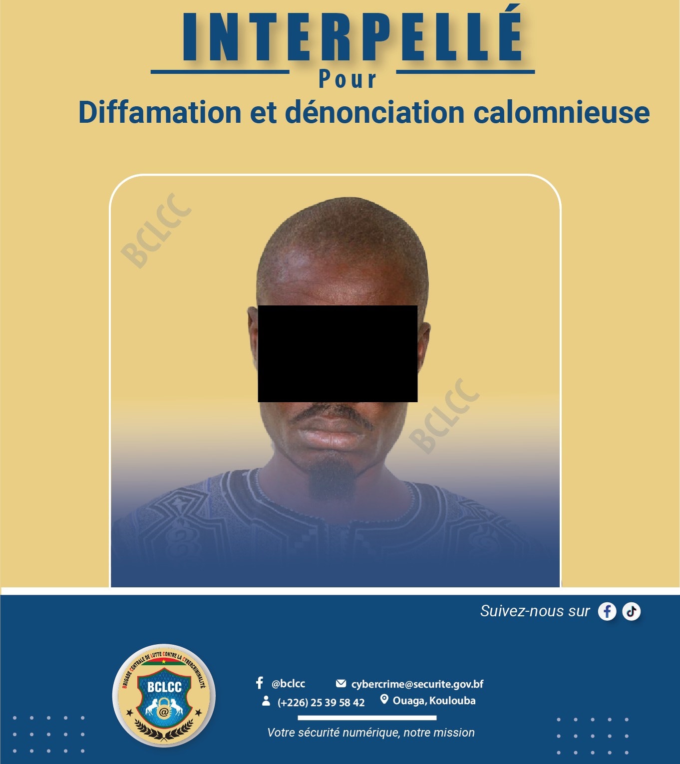 Brigade Centrale de Lutte Contre la Cybercriminalité : un présumé auteur de diffamation interpellé