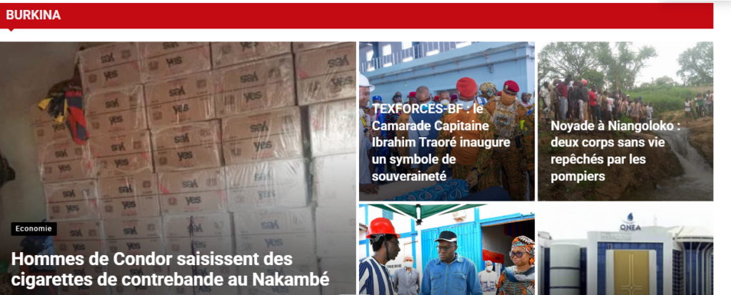 Capture du site ouaga24.com réalisé par Wakatt Médias